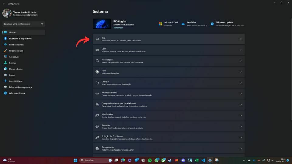 Como ligar dois Monitores Independentes em um mesmo PC 9 Clique em "Telas"