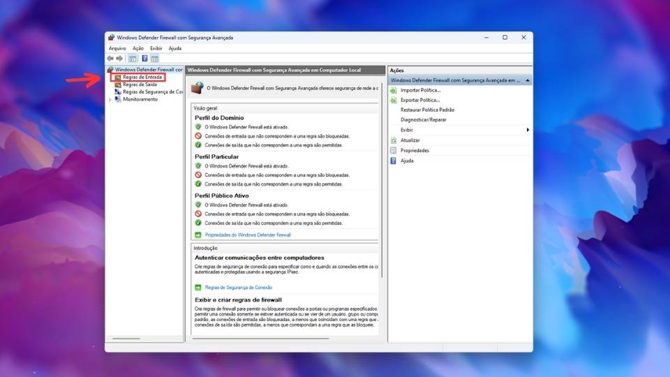 Ajustes de firewall para corrigir fuso horário e trazer informações da sua região