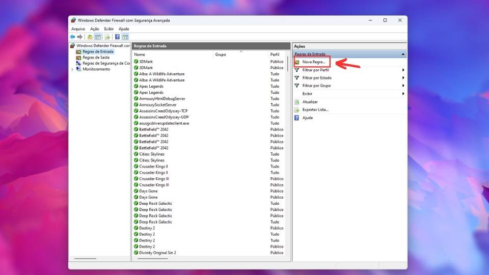 Ajustes de firewall para corrigir fuso horário e trazer informações da sua região