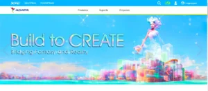 Site da marca de Memória RAM ADATA