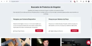 Site da marca de memória RAM Kingston
