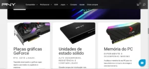 Site da marca de memória RAM PNY