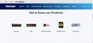 Site da marca de memória RAM Patriot