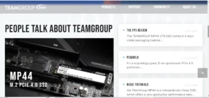 Site da marca de memória RAM Team Group